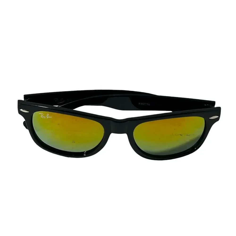Ray-Ban RB2132 New Wayfarer Classic Sunglasses Black Frame Gold Mirrored Lens